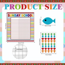 Yeaqee 12 Pcs Sunday School Attendance Sticker Chart, Classroom Incentive Chart for Kids with 4 Styles Stickers Chart for Kids Incentives Reward Chart Behavior Sunday School Decoration(Stylish)