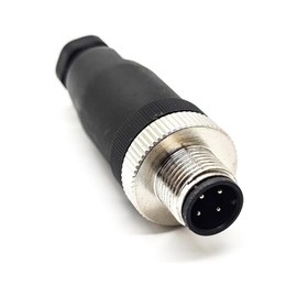 Elecbee M12 4-Pin Connector Plug, 12 mm Sensor Cable A-Code Thread Lock Aviation Round IP67 Waterproof Unshielded Industrial Connector for Outdoor Use (Male)