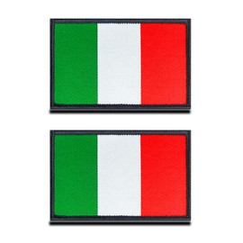 2pcs Italy Flag Patch Tactical Italian National Emblem Embroidered Patch with Closure Military Bands for Backpacks Clothing Bags Uniform Vest Jersey Travel