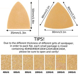 Gulrear 268PCS Multitool Sanding Pads for Oscillating Tool Sanding Attachments, Contains Triangle and Finger Sandpaper in a Variety of Grits, Detail Sanders for Woodworking, Metal and Other Surfaces