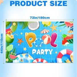 Summer Pool Beach Party Decorations, Summer Party Beach Decor Supplies, Pool Banner Decorations, Backdrop Wall Decor for Kids Suitable for Indoor and Outdoor Use