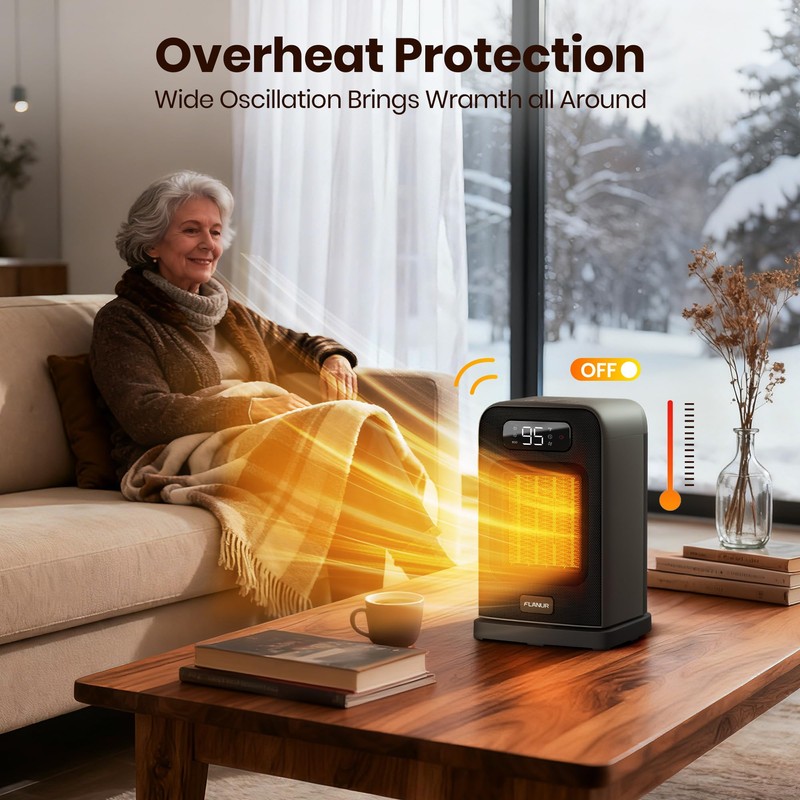 FLANUR Space Heaters for Indoor Use, 1500W Small Desk Heater