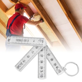 Fdit 2Pcs Folding Ruler, ABS Folding Ruler Portable 0.5m Foldable Ruler with Key Folding Meter Stick for Carpentry Laying Tiles (White)