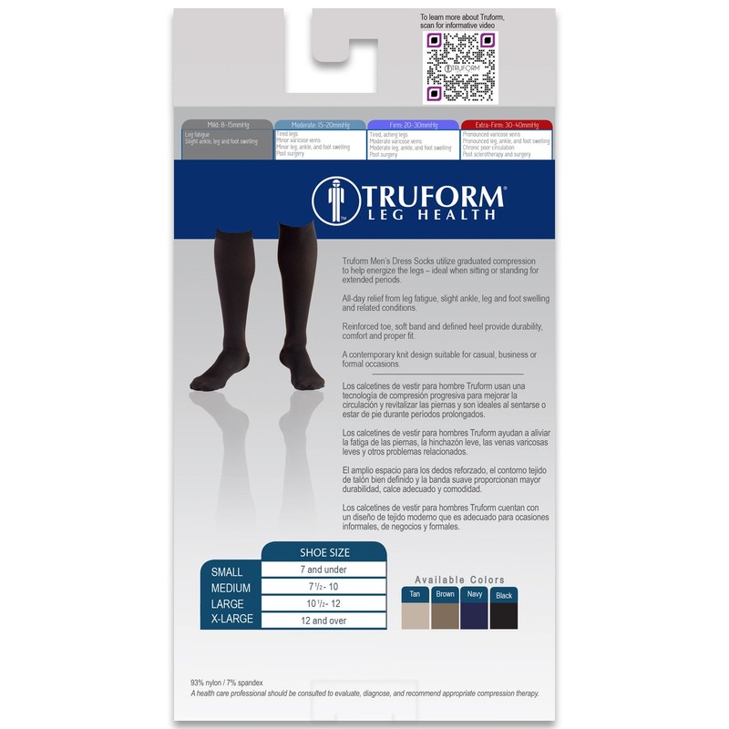 Truform Compression Socks, 8-15 mmHg, Men's Dress Socks, Knee High