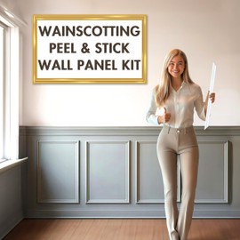 Wainscoting Panels - Peel and Stick 4 Bottom Frame | Enhance Your Home with Elegance Using Wall Panels for Interior Wall Decor | Wainscotting Wall Panel Kit for Luxury Upgrade | Decorative Wall Panels