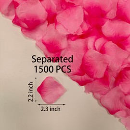1500 PCS Separated Artificial Gradient Pink Rose Petals for Romantic Night for her set,Faux Gradient Pink Flower Petals for Flower Girl Weddings Valentine Day Party Romantic Decoration(Ready-to-use)