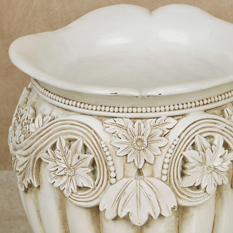 Touch of Class Flowering Medallion Wastebasket - Resin - Antique