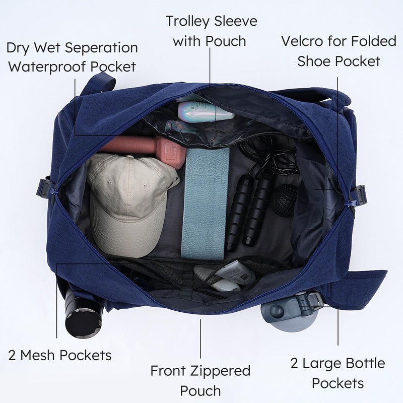 Kookoomia Gym Bag with Shoes Compartment and Wet Pocket Convertible
