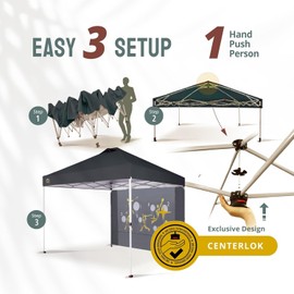 CROWN SHADES 10x10 Pop Up Canopy Tent with Game Netting - Beach Tent with One Push Setup - Outdoor Sun Shade for Events, Parties, Camping with STO-N-Go Cover Bag, Silver Coated Top, Grey