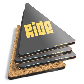 4 x Triangle Coasters - Motorbike Ride Snowboard Ski Cork Backed MDF Glossy Tea Coffee Accessory #14448