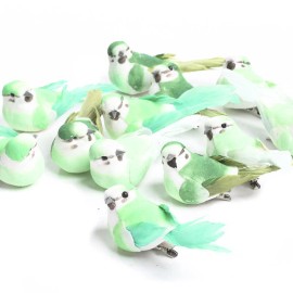 Factory Direct Craft Pack of 12 Colorful Green Ombre Artificial Mushroom 3-1/2" Birds