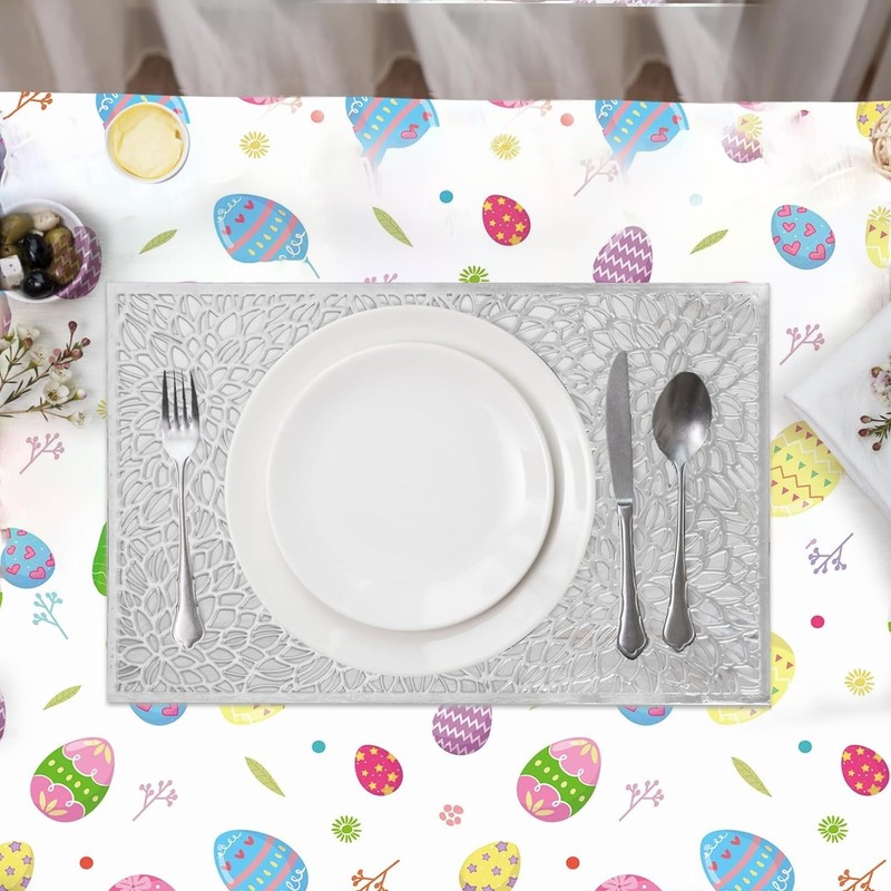Easter Tablecloth,Easter Table Decorations,Easter Party Tablecloth,Colourful Egg Cartoon Table Cover,Disposable