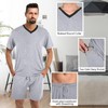 Velmitten 2 Sets Men's V Neck Pajamas Summer Pjs Set