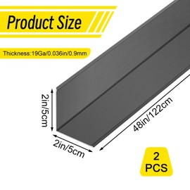 2PCS Black Aluminium Wall Corner Protector Guard 2x2x48” Corner Trim Molding L Metal Edge Protectors for Walls Corner Guards