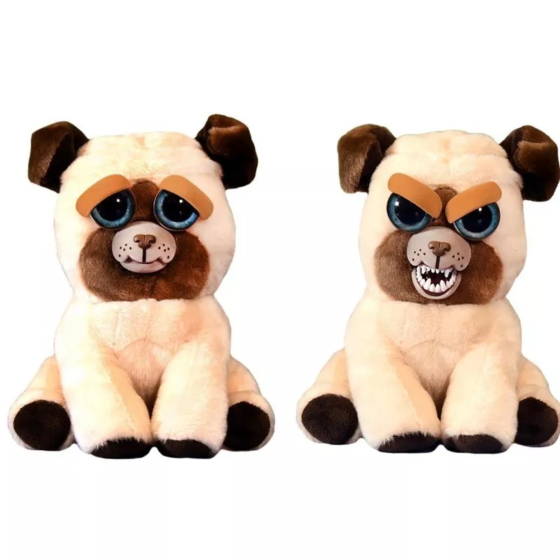 Feisty Pets Manny Macho Stuffed Dog Plush Animal 8.5” Pug