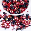 Flatback Pearls for Crafts, 50g Mix Black Red Half Pearls,