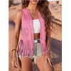 LouVasabuce Women Boho Western Tassel Vest Open Front Faux Suede