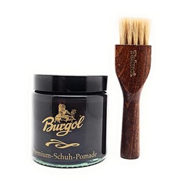 Burgol Premium Shoe Pomade 100 ml with Long Pot Brush Black, black