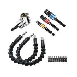 YFFSFDC Flexible Shaft Electric Hex Driver Drill Connection Tool Screw Tightening Hole Socket Adapter Right Angle Tool 105 Degree DIY Bit 16 Piece Set Electric Hardware Tool Drill Accessories