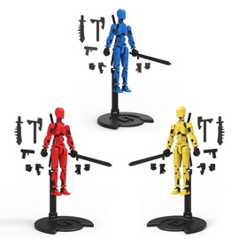 T13 Action Figure, Pack of 3 T13 Action Figures, 3D Print of Movable Figures with Multiple Joints, Robot Action Figure, Desktop Decorations (B)