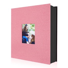 Lanpn Photo Album 10 x 15 400 cm Pocket, Linen Fabric Album for Vertical Photos (Pink)