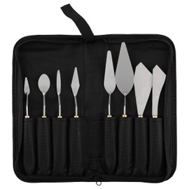 Creative Mark Stainless Steel Palette Knife Painting Tools - Paint Palette with Wooden Handle - Variety of Shapes and Sizes - Set of 8 w/Case, Set