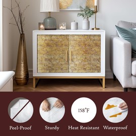 Very Berry Sticker Gold Peel and Stick Wallpaper (39" x 118", 2 Pack) Contact Paper Peel and Stick, Decorative Gold Wallpaper for Cabinets, Drawers, Furniture & Walls