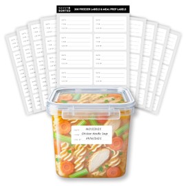 200 Meal Prep Freezer Food Labels - 2.75 x 1.25 Inch Freezer Tape Labels for Food Containers To Write On, Removable Easy Peel Off, Kitchen Pantry Storage Stickers, Oil Water Resistant