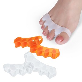 4 Pcs Toe Spacers,Bunion Corrector for Women Men Toe Separator to Correct Bunions Toe Straightener Toe Stretcher Big Toe Correctors Gel Toe Separators (White+Orange)
