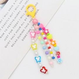 Novadex Cute Keychains for Women, Purse Charms for Handbags, Colorful Resin Beads Butterfly Flower Key Chains Women Cute Y2K Accessories Kawaii Bag Charms for Handbags Aesthetic Stuff Car Bag Charm