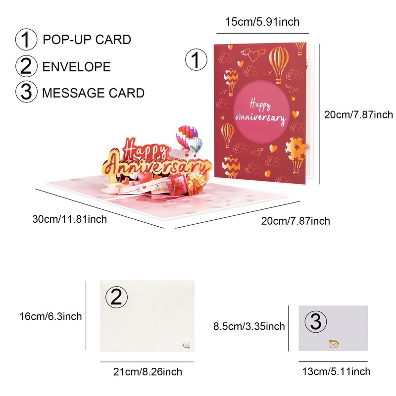 Della Stella anniversary Pop Up Card, 3D anniversary Greeting Card