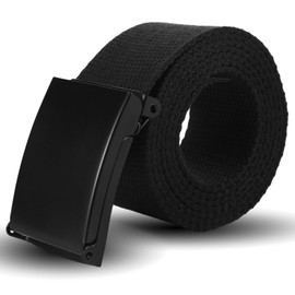 GooDengFull Men's Belt, 130 cm Men's Belt Without Holes, Infinitely Adjustable Canvas Fabric Belt, The Outdoor Business Work Belt Fits Anywhere, black, L
