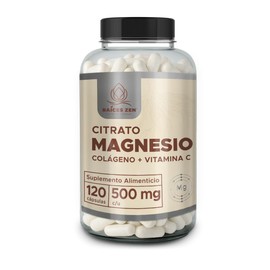 Citrato de Magnesio Colágeno Hidrolizado y Vitamina C 120 Cápsulas Raíces Zen Super Premium
