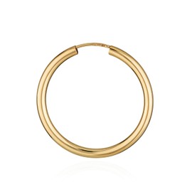 NKlaus Single 585 Yellow Gold Creole Earrings 1.8 mm Round Gold Earring 20 mm 9029, Yellow Gold