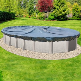 Doheny’s Commercial-Grade Winter Pool Covers for Above Ground Pools | Featuring Doheny’s Exclusive Tear Resistant Weave | The Best Winter Covers for Le$$! (16' x 32' Oval, Solid - 10 Yr.)