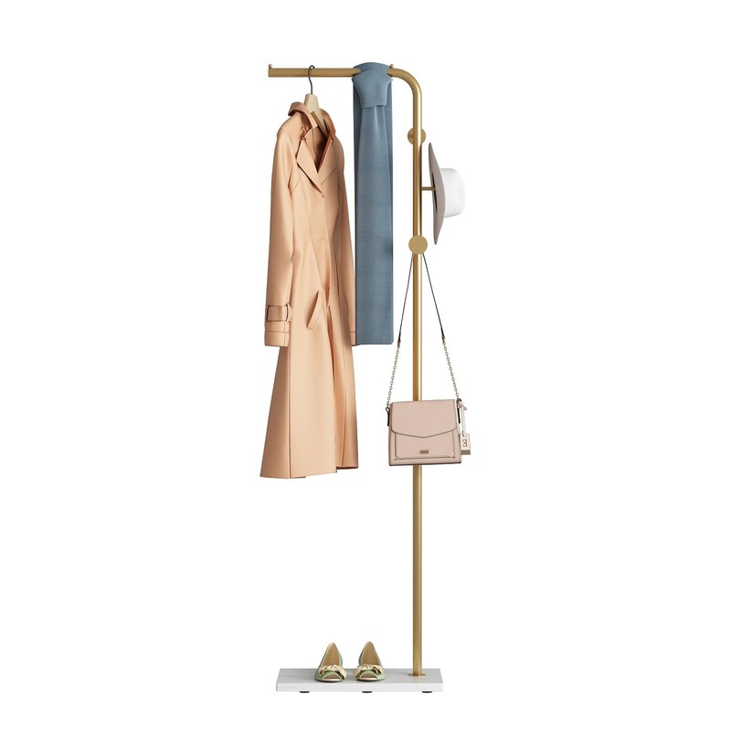TIEOU Gold Coat Racks, Metal Coat Racks Freestanding with Crossbar