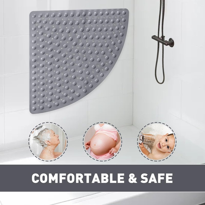 EXGUEACK Corner Shower Mat: 21"x21" Anti Slip Mat for Corner