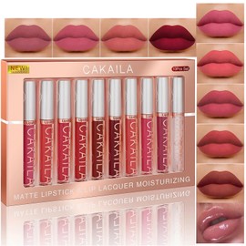MooGlamor 9 Pcs Liquid Lipsticks and Lip Lacquer Set Matte Rich Red Colors Lipstick for Women with Waterproof and Long-Lasting
