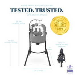 Baby Delight Bloom Baby Seat | Soothing and Adjustable Baby Chair | Portable and Compact | Charcoal Tweed