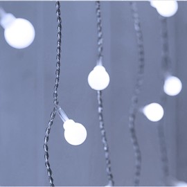YOLIGHT Fairy Curtain Lights, USB/Battery Powered Ball Icicle Lights 13ft 96 LED Globe String Hanging Lights for Bedroom Dorm Wedding Party Christmas Decoration (White)