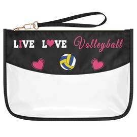 Volleyball Gifts for Girls Women Clear Makeup Bag Volleyball Lover Funny Volleyball Team Gift Zipper Cosmetic Bag Birthday Graduation Gift for Volleyball Player Coach Friend Sister Toiletry Pouch