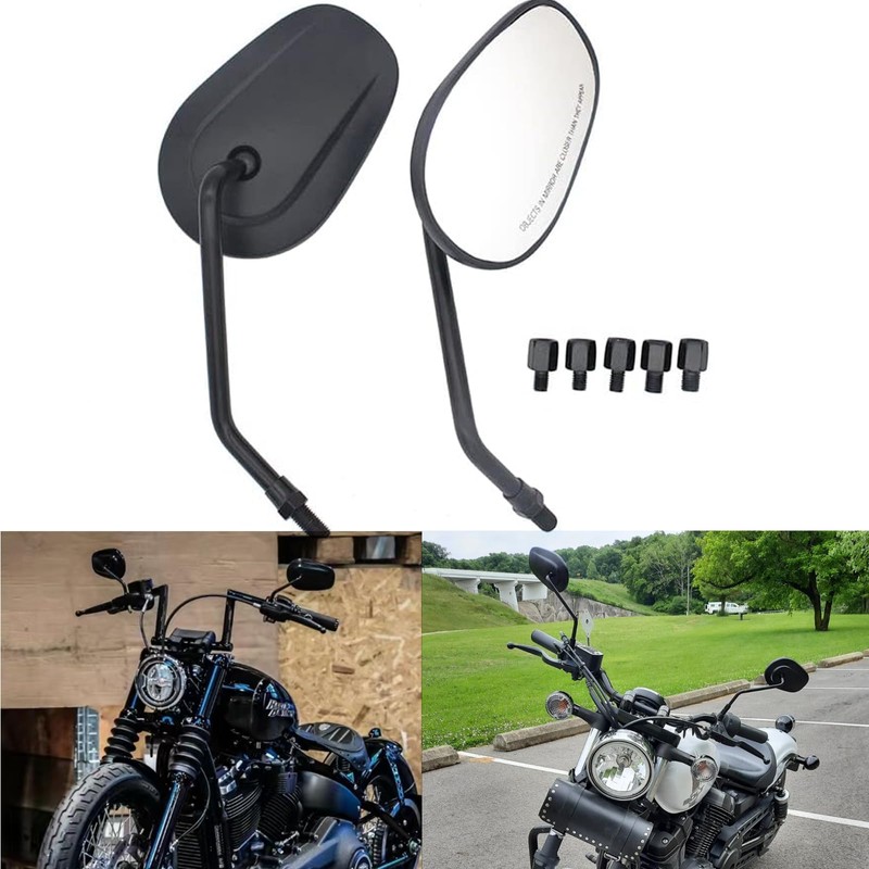 BREDUXSER Universal 8mm 10mm Oval Motorcycle RearView Side Mirrors for
