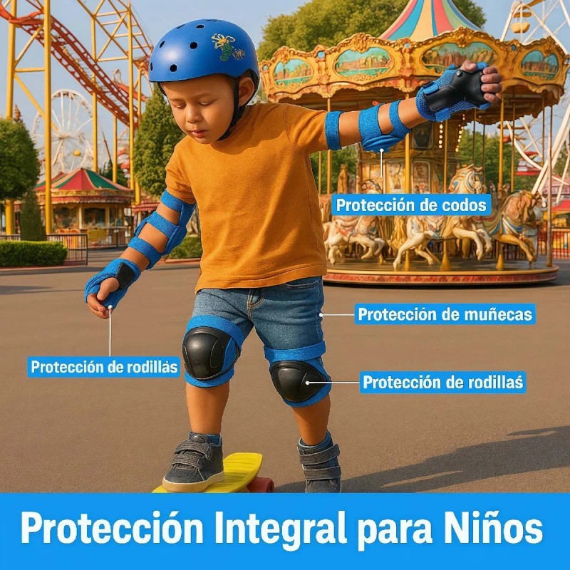 7pzas Kit De Proteccion Rodilla Codo Mano Patinaje Para Niño