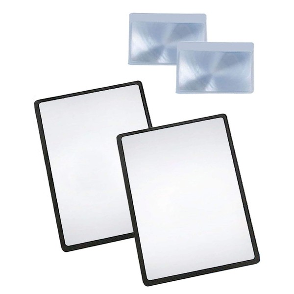 Magpro Page Magnifying Sheet 3X PVC Lightweight Fresnel Lens with 2 Bonus Card Magnifiers, Magnifying Glass for Reading Small Patterns, Maps and Books