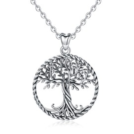 Celestia Tree of Life women’s necklace, 925 sterling silver, Tree of Life pendant with chain 45.7 cm, Birthday, Friendship, Mother's day, Jewellery, Mother, Daughter, Gifts, Silver