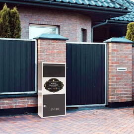 Adfitjo Please Leave Packages in the Box Sign, 10.6 x 7.7 Inch please leave packages here sign, Rust-Free/Fade Resistance Aluminum, Easy Mounting