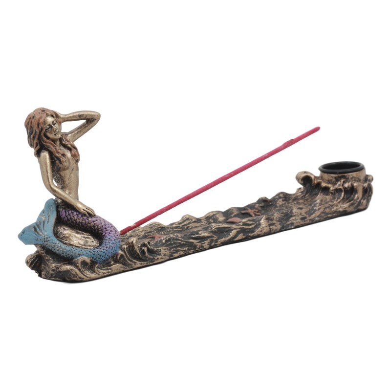 Ebros Beautiful Ocean Mermaid Sun Bathing Incense Burner Statue Nautical