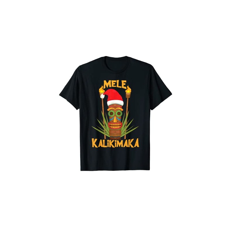 Mele Kalikimaka Merry Christmas Hawaiian Xmas T-Shirt, black