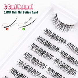 Cluster Lashes Eyelash Extensions Mixed 11-13 mm Individual Eyelashes D Curl Individual Eyelashes Prefabricated Left and Right Eyelash Clusters DIY Eyelash Lash Extensions Thin Band 8 Pairs Siligli