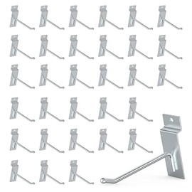 POETISKE Slatwall Hooks 32PC 6inch Slatwall Accessories Slatwall Panel Hooks Garage Organization Slat Wall Hooks Heavy Duty Pegboard Gridwall Hooks Display Hooks for Retail Sliver